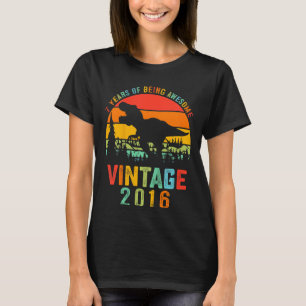 Kinder 7-jarig jongetje 7-jarige verjaardag Dinosa T-shirt