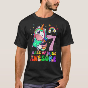 Kinder 7-jarige meisjes Tiener Unicorn 7e verjaard T-shirt