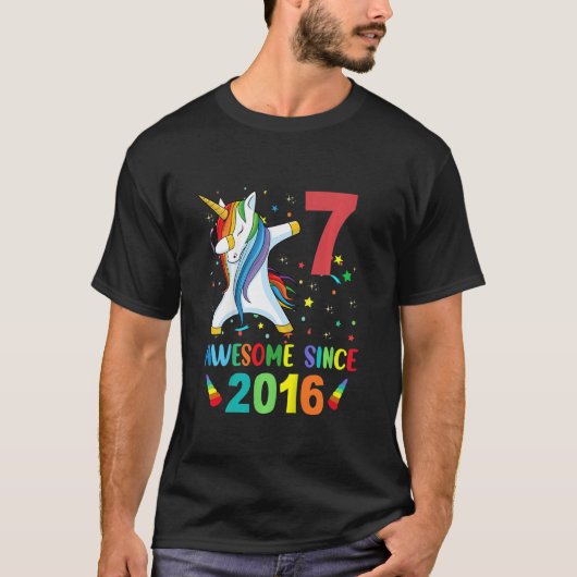 Kinder 7-jarige meisjes Tieners abbing Unicorn 7e  T-shirt (Voorkant)