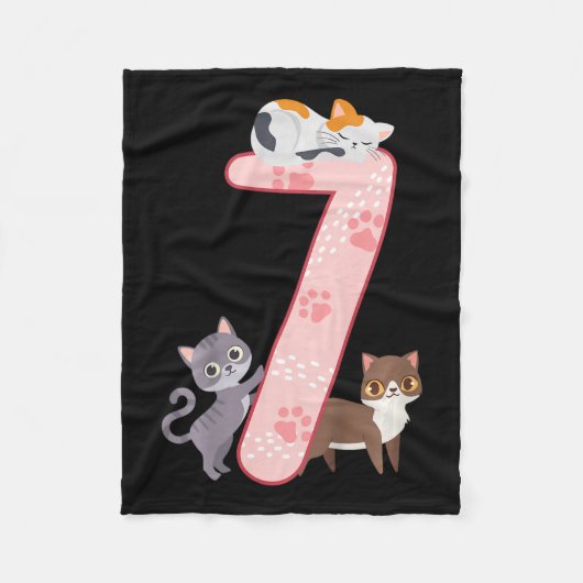 Kinder 7e geboorte meisjeskatten Uitrusting 7 jaar Fleece Deken (Voorkant)