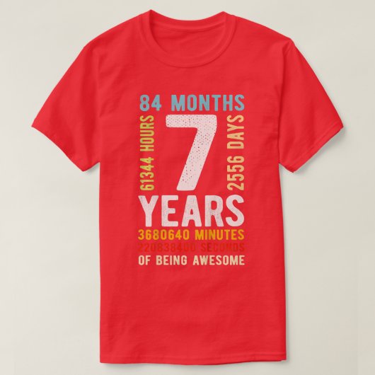 Kinder 7e verjaardag 7 jaar oude  retro 84 mon t-shirt (Design voorkant)