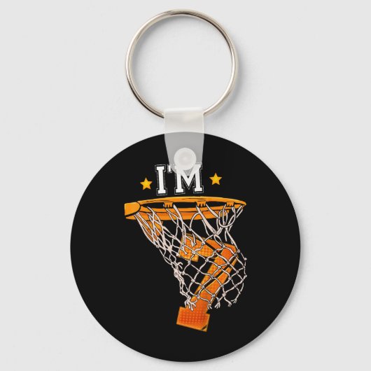 Kinder 7e Verjaardag Basketbal Ik ben 7 Jongen Mei Sleutelhanger (Voorkant)