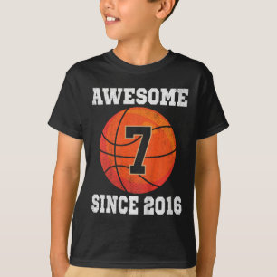 Kinder 7e Verjaardag Basketbal Liefhebber 7 Jaar O T-shirt