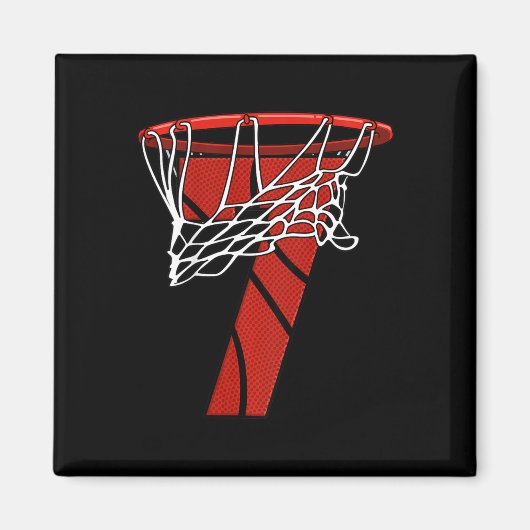 Kinder 7e Verjaardag Basketbal - Zeven Jaar Cadeau Magneet (Voorkant)