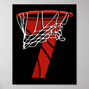 Kinder 7e Verjaardag Basketbal - Zeven Jaar Cadeau Poster