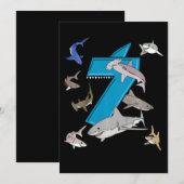 Kinder 7e verjaardag Boys Shark White Shark Kaart (Voorkant / Achterkant)