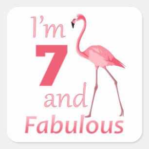 Kinder 7e verjaardag Cute Pink Flamingo Vierkante Sticker