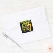 Kinder 7e verjaardag: Gift Party Motocross Dirt Bi Vierkante Sticker (Envelop)