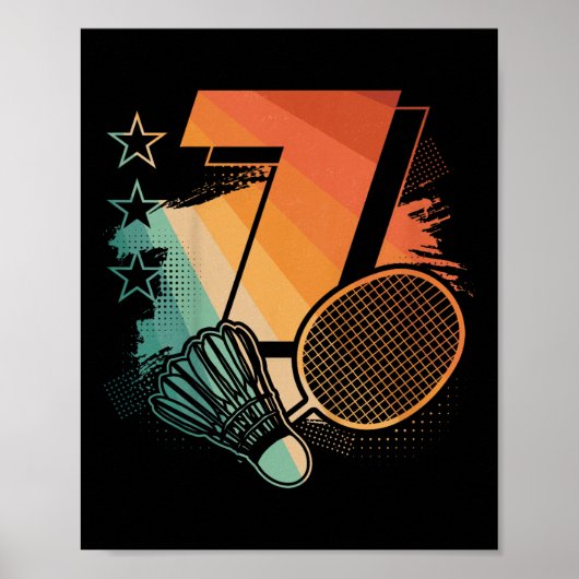 Kinder 7e Verjaardag Jongen Badminton Speler Badmi Poster (Voorkant)