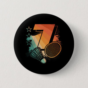 Kinder 7e Verjaardag Jongen Badminton Speler Badmi Ronde Button 5,7 Cm