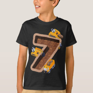 Kinder 7e verjaardag jongen constructie graafmachi t-shirt