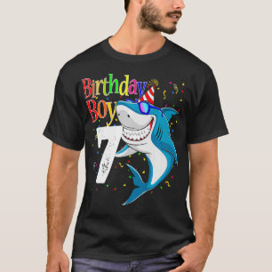 Kinder 7e verjaardag Jongen Haaien JawEnkele zeven T-shirt