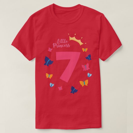 Kinder 7e verjaardag Meisje Princess Butterfly Cut T-shirt (Design voorkant)