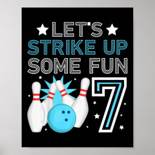Kinder 7e Verjaardag Party Bowling Boy 7 Jaar Oude Poster