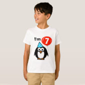 Kinder 7e verjaardag shirt met schattige pinguïn c (Voorkant volledig)