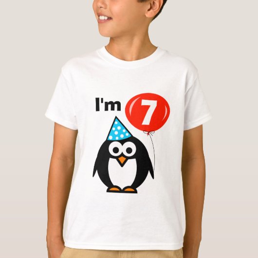 Kinder 7e verjaardag shirt met schattige pinguïn c (Voorkant)