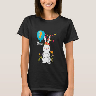 Kinder 7e verjaardag van 7 jaar Bunny Rabbit Flowe T-shirt