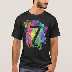 Kinder 7e verjaardag Verf Splashes Splatter Colorf T-shirt