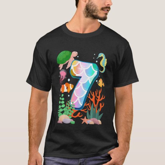Kinder 7e verjaardag Vis Tetra Aquarium Onderwater T-shirt (Voorkant)