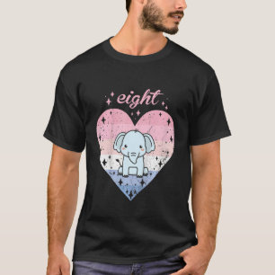 Kinder 8 Jaar Oud Leuke Olifant Verjaardags Meisje T-shirt
