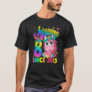 Kinder 8 jaar oud sinds 2015 prinses Unicorn 8th B T-shirt