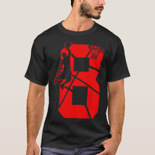 Kinder 8 jaar oude 8e Bysketbyll verjaardagsfeestj T-shirt