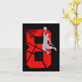 Kinder 8 jaar oude achtste Basketball Birthday Par Kaart (Gele Bloem)