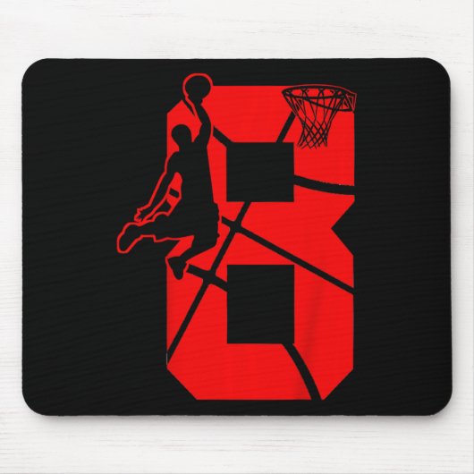 Kinder 8 jaar oude achtste Basketball Birthday Par Muismat (Voorkant)