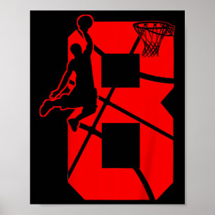 Kinder 8 jaar oude achtste Basketball Birthday Par Poster