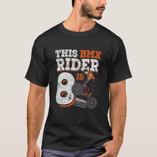Kinder 8 jaar oude BMX 8e verjaardag BMX Biker Par T-shirt (Voorkant)