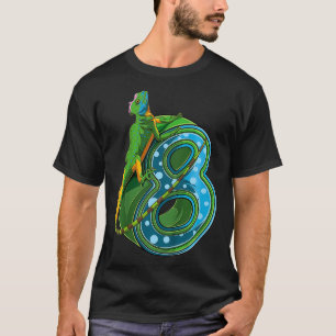 Kinder 8 jaar oude hagedis reptiel 8e verjaardag d t-shirt