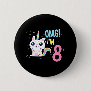Kinder 8-jarig meisje met geboortedag ronde button 5,7 cm