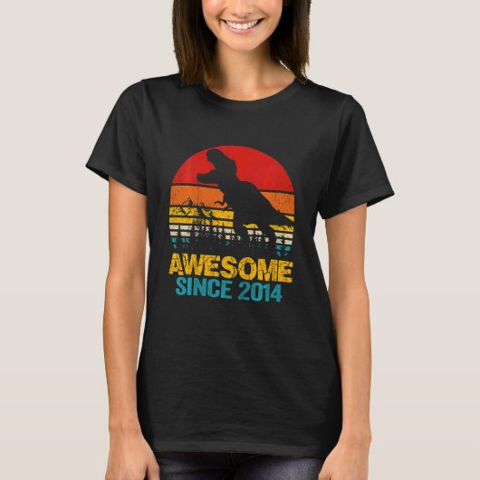 Kinder 8-jarige dinosaurus Geweldige sinds 2014 8e T-shirt (Voorkant)