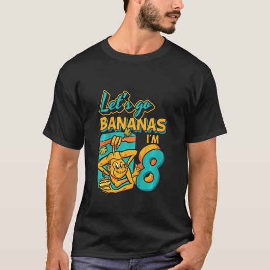 Kinder 8-jarige Let's Go Bananas Achtste Geboorte T-shirt (Voorkant)