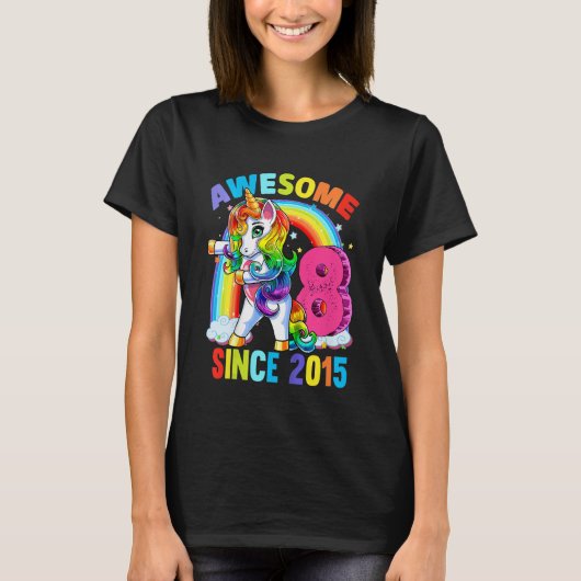 Kinder 8-jarige meisjes Tiener abbing Unicorn 8e B T-shirt (Voorkant)