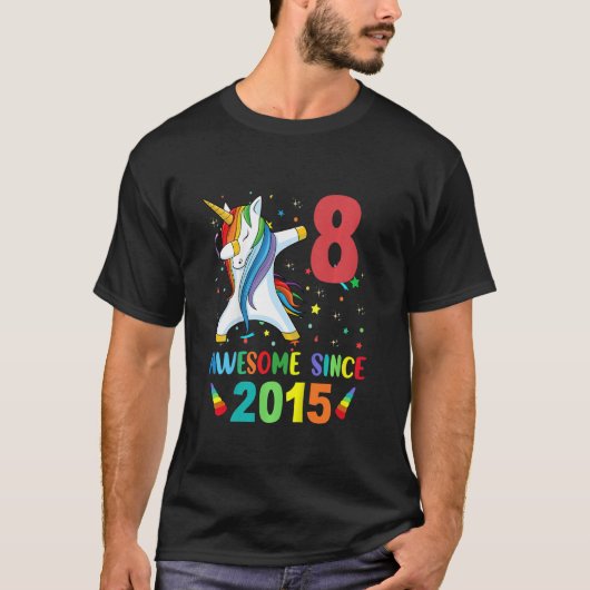Kinder 8-jarige meisjes Tiener abbing Unicorn 8e B T-shirt (Voorkant)