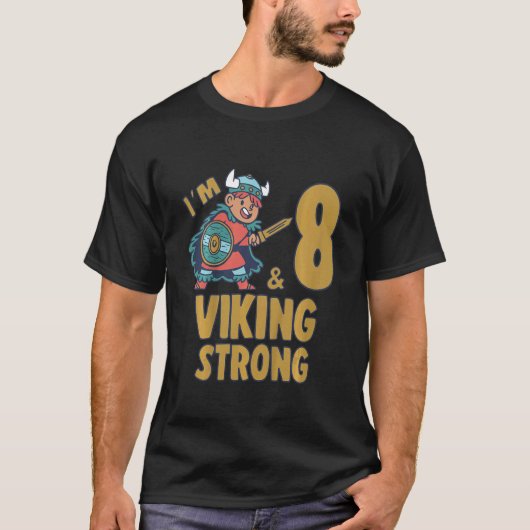 Kinder 8-jarige Viking Birthday Boy Ik ben 8 jaar T-shirt (Voorkant)