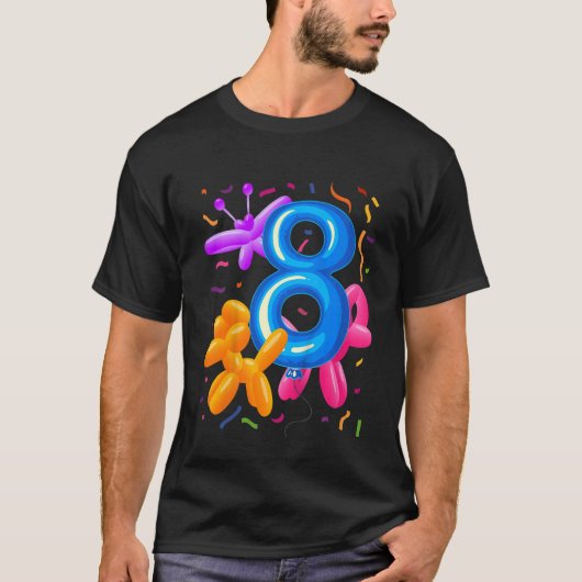 Kinder 8e verjaardag ballondierballon Gevoelig B T-shirt (Voorkant)
