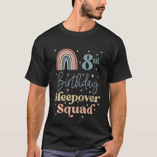 Kinder 8e verjaardag Boho Rainbow Sleepover Squad  T-shirt (Voorkant)