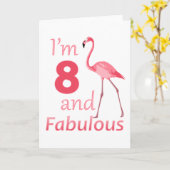 Kinder 8e verjaardag Cute Pink Flamingo Kaart (Gele Bloem)
