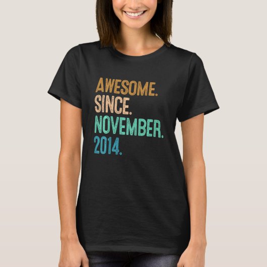 Kinder 8e verjaardag Geweldige sinds november 2014 T-shirt (Voorkant)