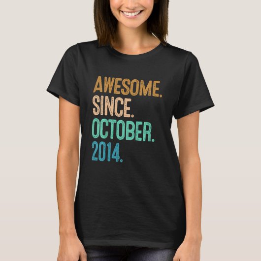 Kinder 8e verjaardag Geweldige sinds oktober 2014 T-shirt (Voorkant)
