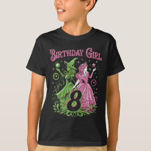 Kinder 8e Verjaardag Heks Roze en Groen 8 jaar oud T-shirt