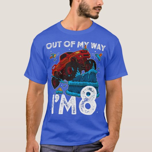 Kinder 8e Verjaardag Jongen Monster Vrachtwagen Ui T-shirt (Voorkant)
