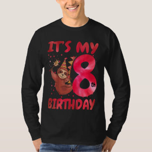 Kinder 8e Verjaardag Leuke luiaard Party Pet Theme T-shirt