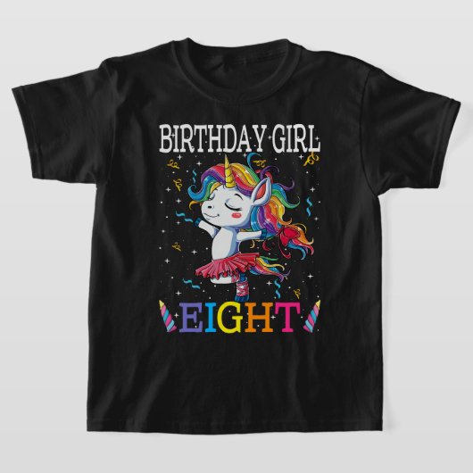 Kinder 8e verjaardag Unicorn Outfit, 8e verjaardag T-shirt (Laagn)