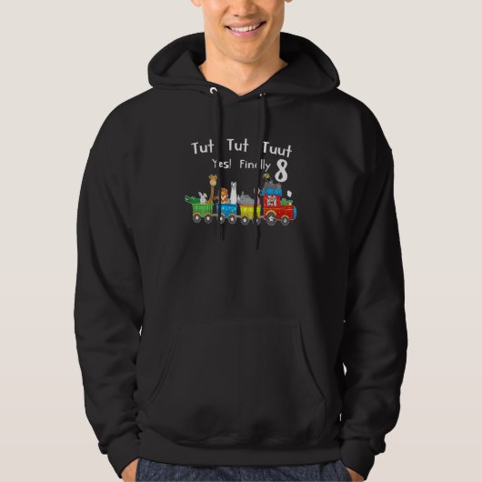 Kinder 8e verjaardag van de treindierentuin hoodie (Voorkant)