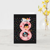 Kinder 8e verjaardag van het meisje met een kattez kaart (Gele Bloem)