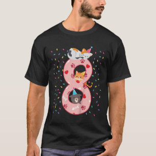 Kinder 8e verjaardag van het meisje met een kattez t-shirt