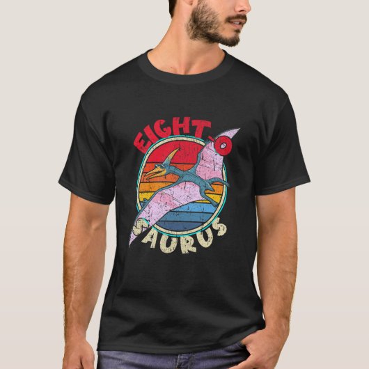 Kinder 8e verjaardag van Saurus pterodactylus i T-shirt (Voorkant)